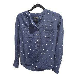 J Crew Navy / Polka Dot 100 percent Silk Shirt